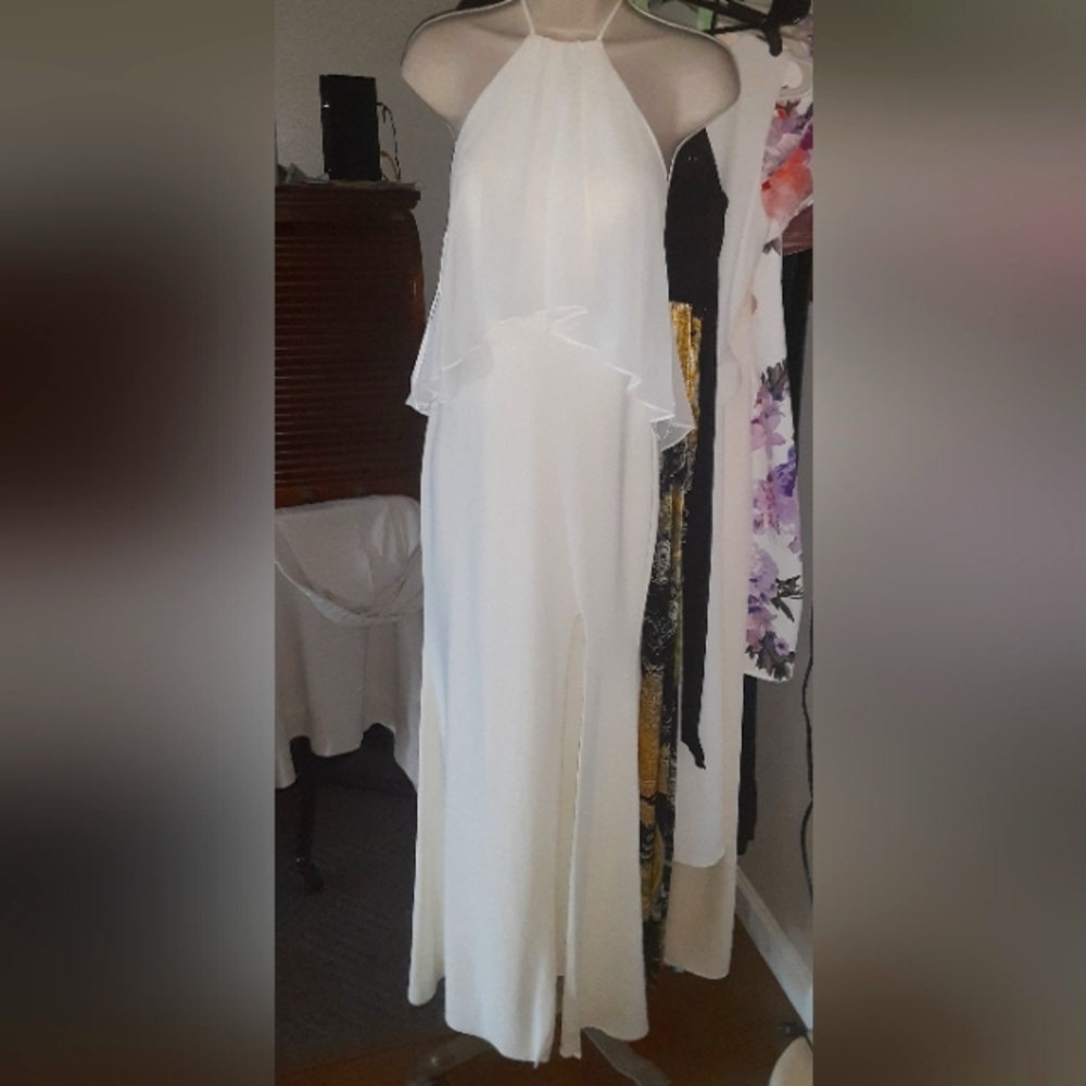 Ivory Formal maxi COMFY Wedding, prom, formal Gown, halter style floor length